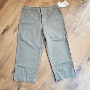 NWT Liz Claiborne Women's Green Audra Straight Capri Pants 12 Wide Leg